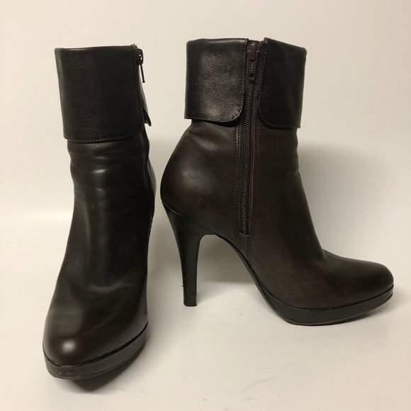 Gianni Bini Brown Leather High Heel Booties - Picture 4 of 10